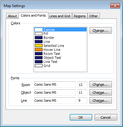 The Colors and Fonts tab in Map Settings.